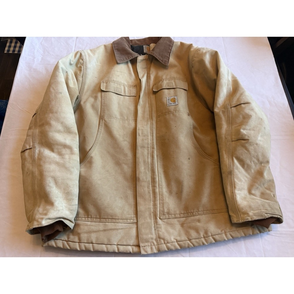 Vintage Carhartt C03 BRN USA Duck Arctic Traditional Coat 50 Reg XXL Work Jacket - Picture 1 of 16